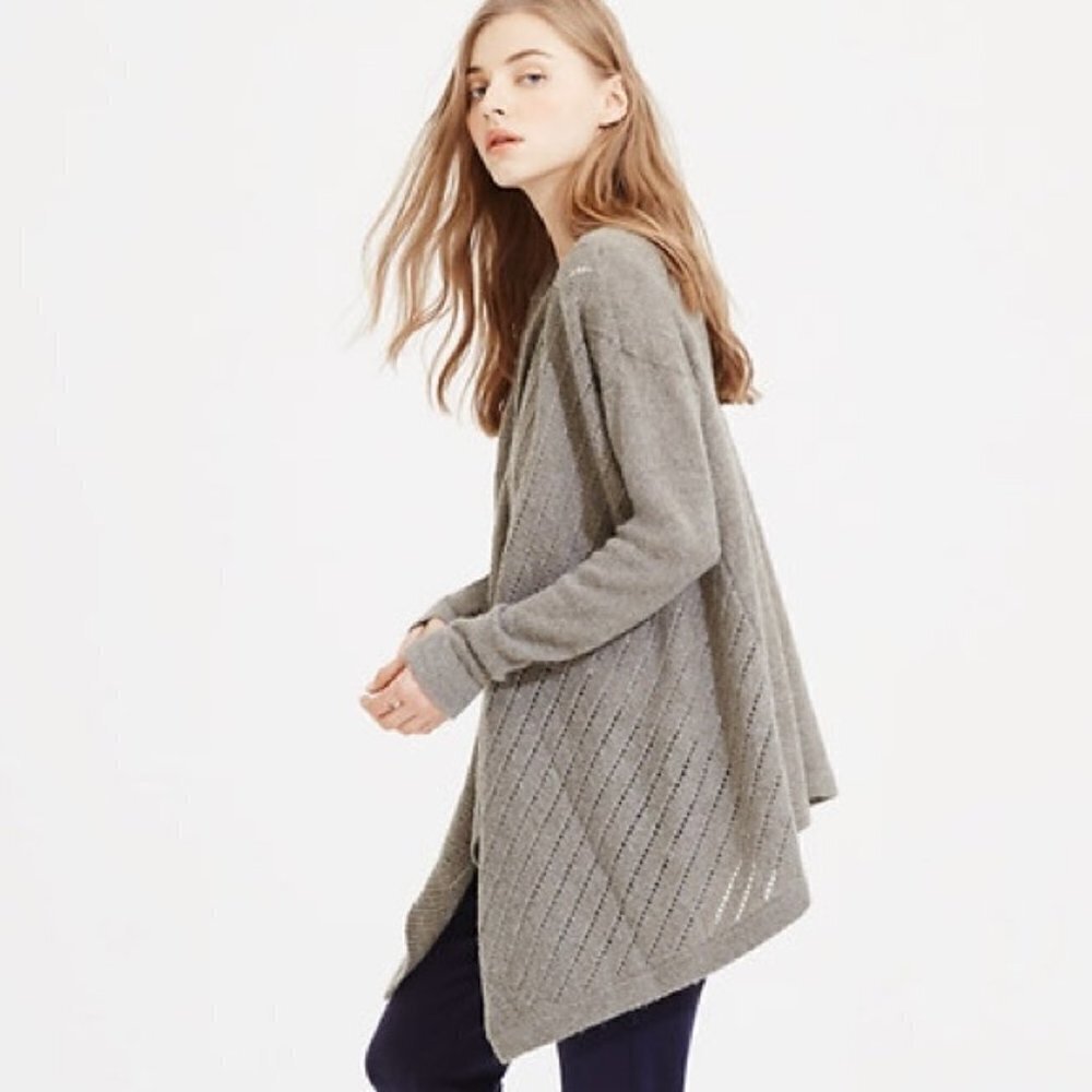 Lou and Grey On Point Pointelle open front cardigan wool/alpaca blend green XL